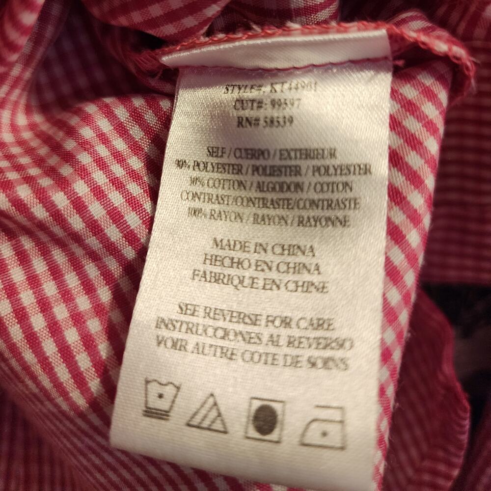 Kut From the Kloth Gingham Button Up Pink Long Sleeve Shirt Medium - Picture 7 of 7